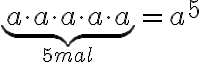 \underbrace{a\cdot a\cdot a\cdot a\cdot a}_{5 mal}=a^5