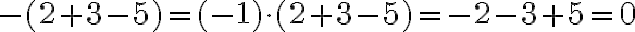 -(2+3-5)=(-1)\cdot (2+3-5)=-2-3+5 = 0