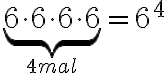 \underbrace{6\cdot 6\cdot 6\cdot 6}_{4 mal}=6^4