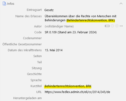 Ausgefüllte Felder in Zotero