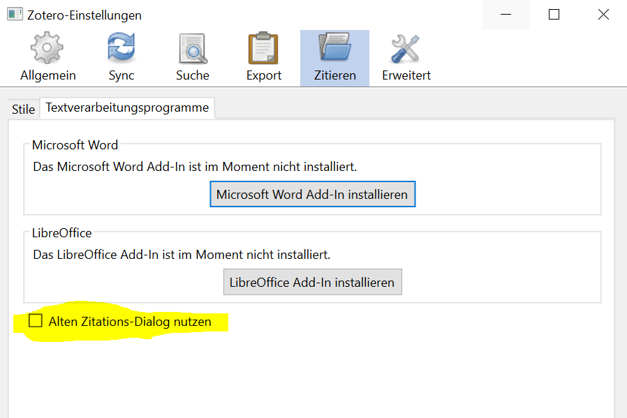 Zitationsdialog