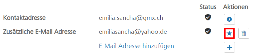E-Mail-Adresse als Kontaktadresse setzen