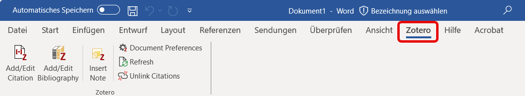 Zotero Word Add-in