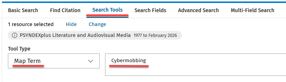 Search Tools - Map Term - insert keyword