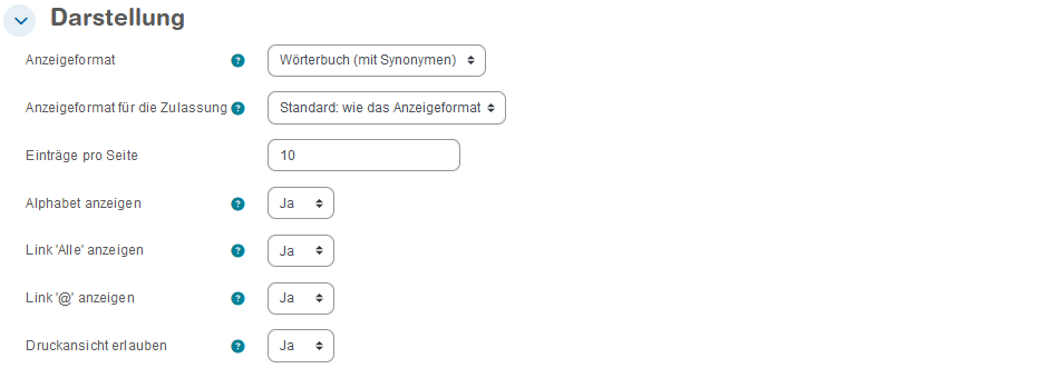 Abschnitt Darstellung