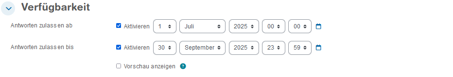Abschnitt Verfügbarkeite