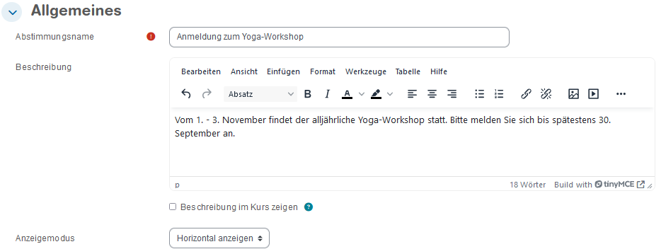Abschnitt Allgemeines